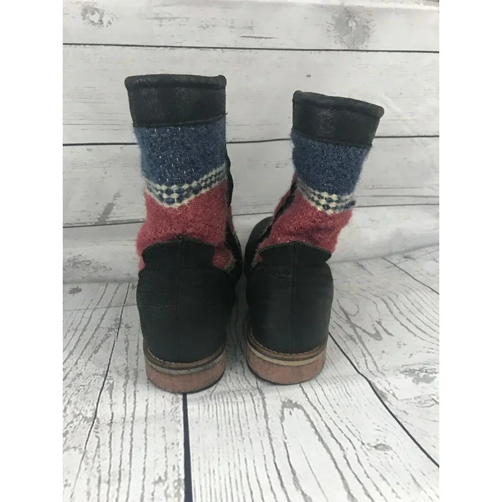 Seychelles Mid-calf Leather Boots Black multi-stri